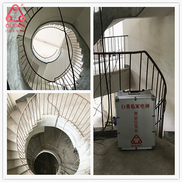 室內(nèi)環(huán)形樓梯安裝觀光型家用電梯尺寸？